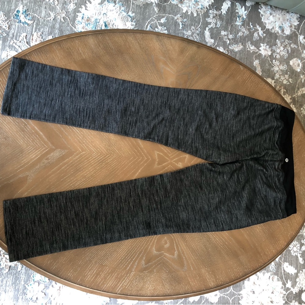 LULULEMON Grey Black Straight Leg Luon Leggings Pants 10
